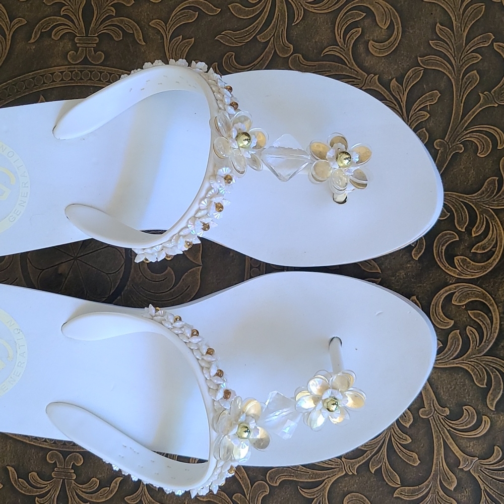 BCBG White Wedge Sandal - Picture 3 of 8
